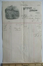 1890 Wechsler Abraham (& Straus) Brooklyn Billhead New York City NYC 6x9.25"