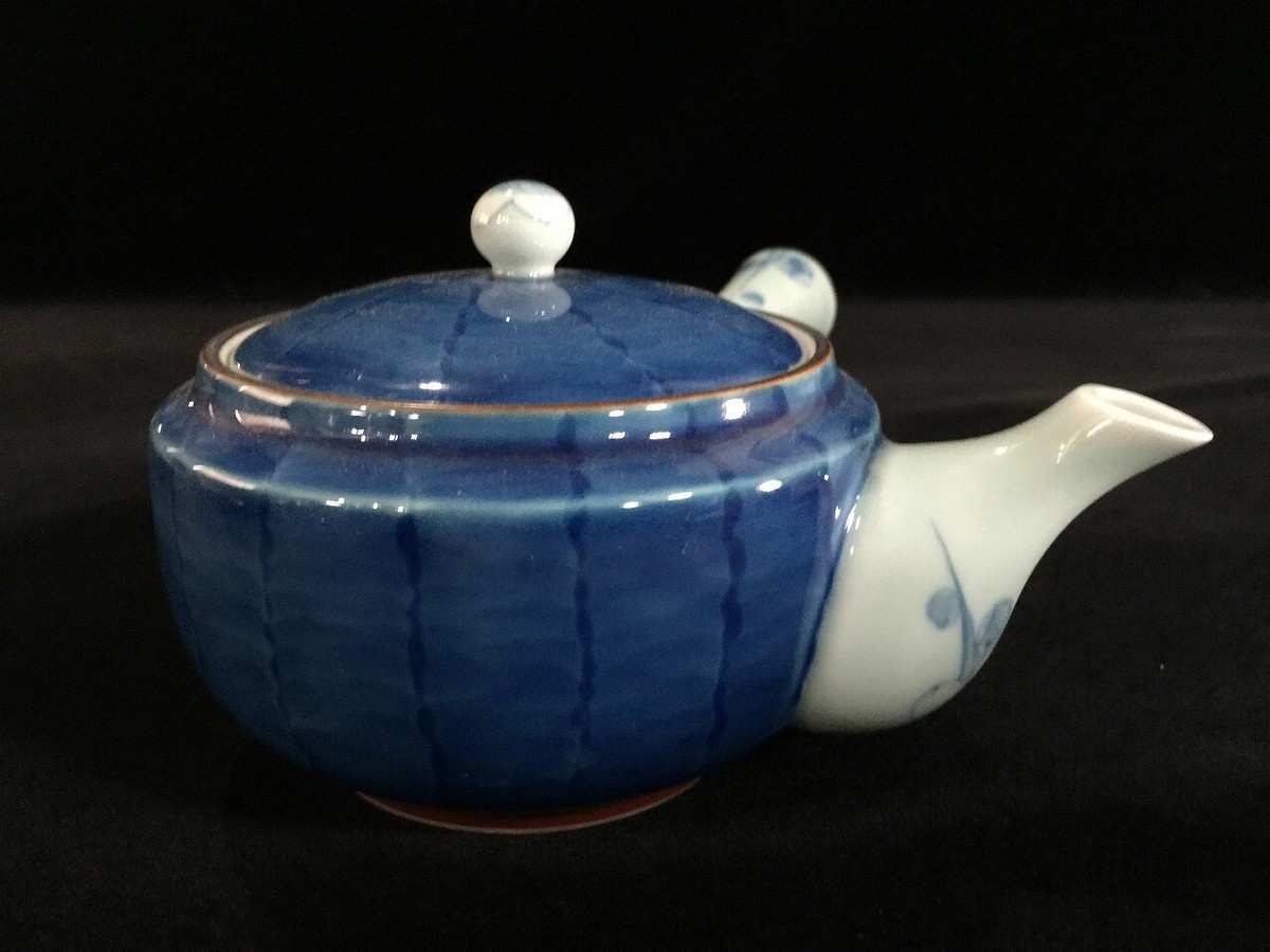 I0519 Japanese Pottery Tea Pot KYUSU Vintage Signed Lidded