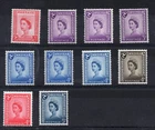 Isle of Man. 1958-69. Complete set x 10 values inc. Chalky paper variety. MNH.