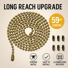 Ceiling Fan Pull Chain Extension Bronze 59 Inch Beaded Chain with 6 Connectors