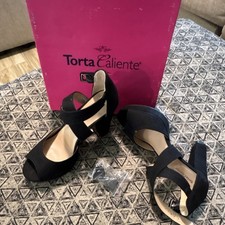 Torta Caliente Womens Black Strappy Block Heel Sandals Ankle Strap
