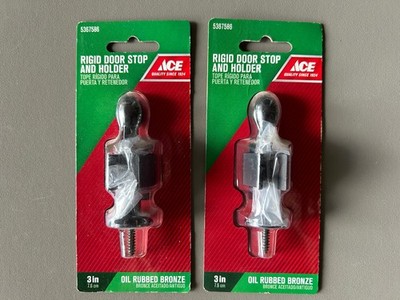 Lot of 2 Ace Hardware 3'' Rigid Door Stop and Holder Oil Rubbed Bronze NIP New