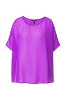 Chiffonbluse Ulla Popken Damen ÜBergrößEn Lila 50-56 Rundhals Halbarm
