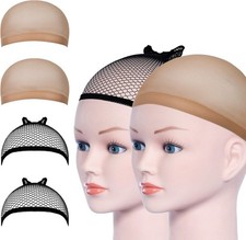 4 Pack Nylon Wig Caps Nude & Black for Men Women