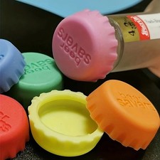 6pcs Reusable Silicone Bottle Caps - Beer  Beverage Sealing Lids - NEW
