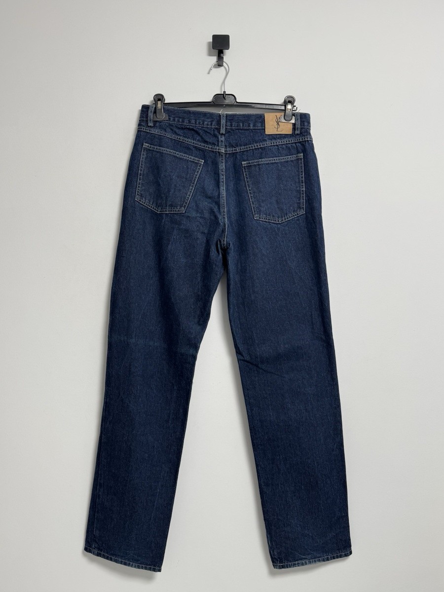 Yves Saint Laurent Jeans ロゴ ポロシャツ Vintage Yves Saint Laurent YSL Navy Blue Denim Jeans Pants Size 32