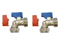 2 X WASHING MACHINE - DISHWASHER ELBOW VALVE TAP 15mm x 3/4" (X2) NEW