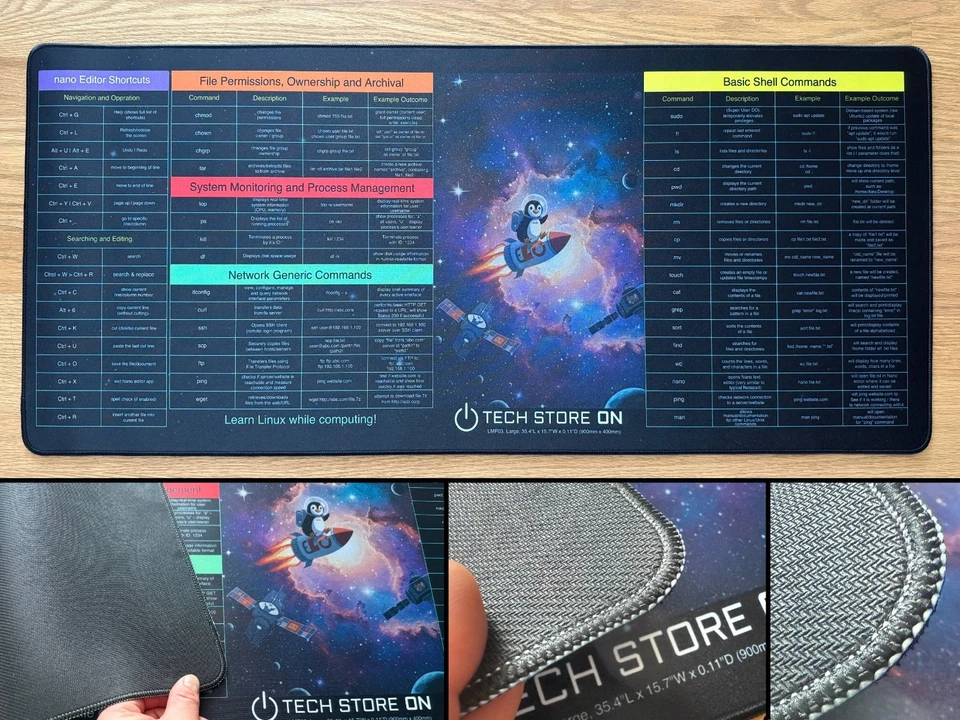 Alfombrilla de ratón Linux Command XXL alfombrilla de escritorio para programadores y profesionales de TI Foto 2 de 4