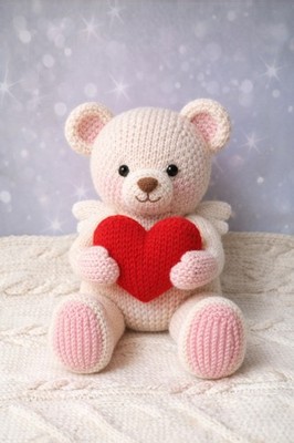 Stricken Strick DK Muster nur - Valentinstag Liebe Herz Bär Teddy Geschenk GF