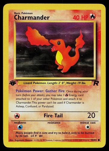 Pokemon Card - Charmander Team Rocket 50/82 Common 1st Edition