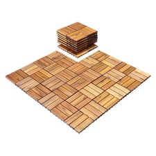 Acacia Wood Interlocking Patio Deck Tile 27 Pcs Hardwood Flooring Tile