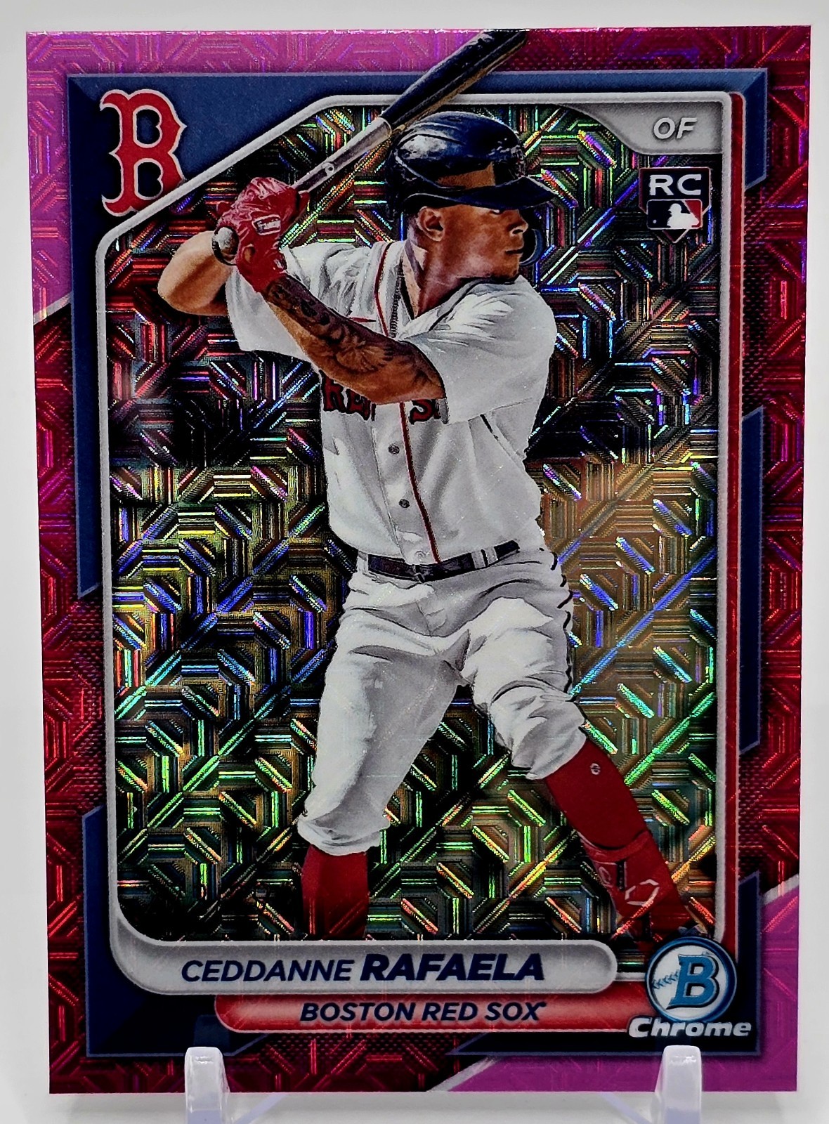 2024 Bowman Chrome Mega Ceddanne Rafaela RC #5 Pink Mojo Refractor /199 Red Sox