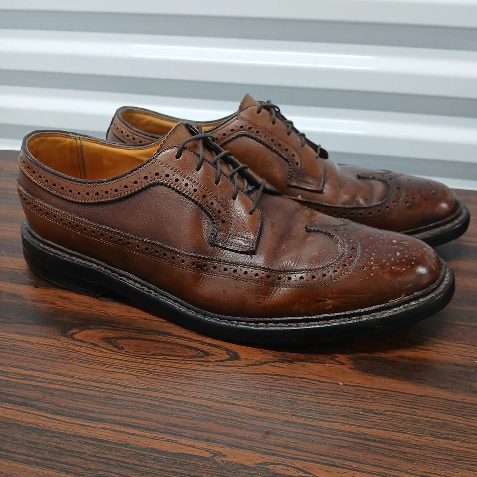 Zapatos Oxford Florsheim Calidad Imperial Cuero Marrón Punta de Ala Brogue De Colección Talla 10 D Foto 4 de 4
