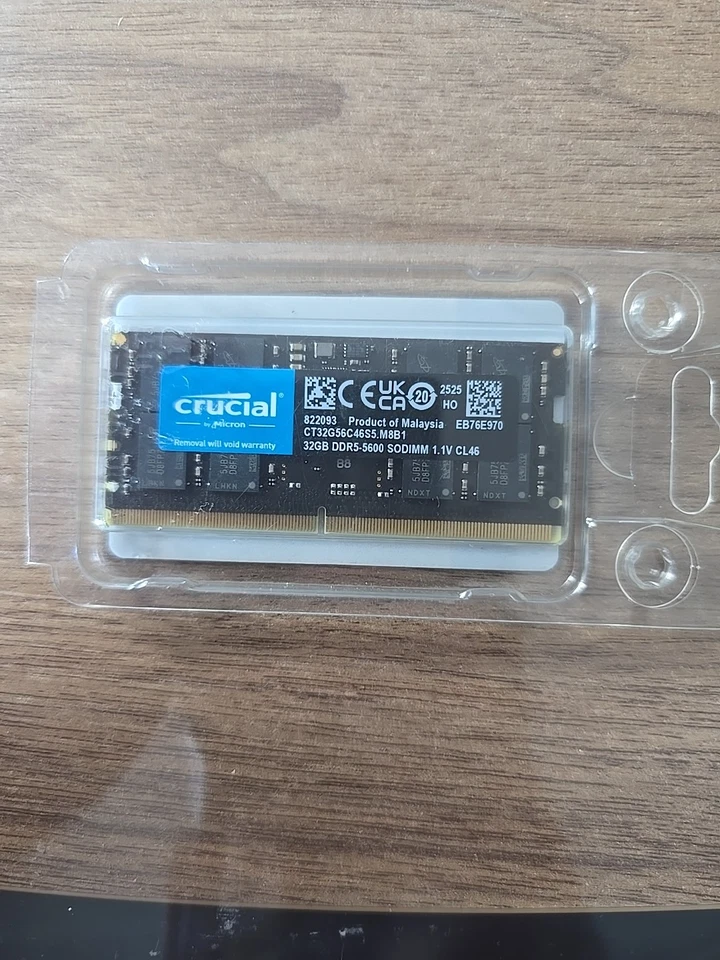 Crucial RAM 32GB DDR5 5600MHz Laptop Memory CT32G56C46S5 - Image 2 of 2