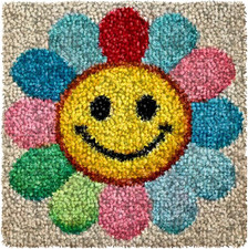 Latch Hook Kits for Adults,Diy Rug Crafts Colorful Smiley Face Pattern Color Pri