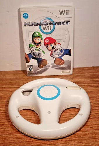 Wii Mario Kart With Wheel No Manual Untested