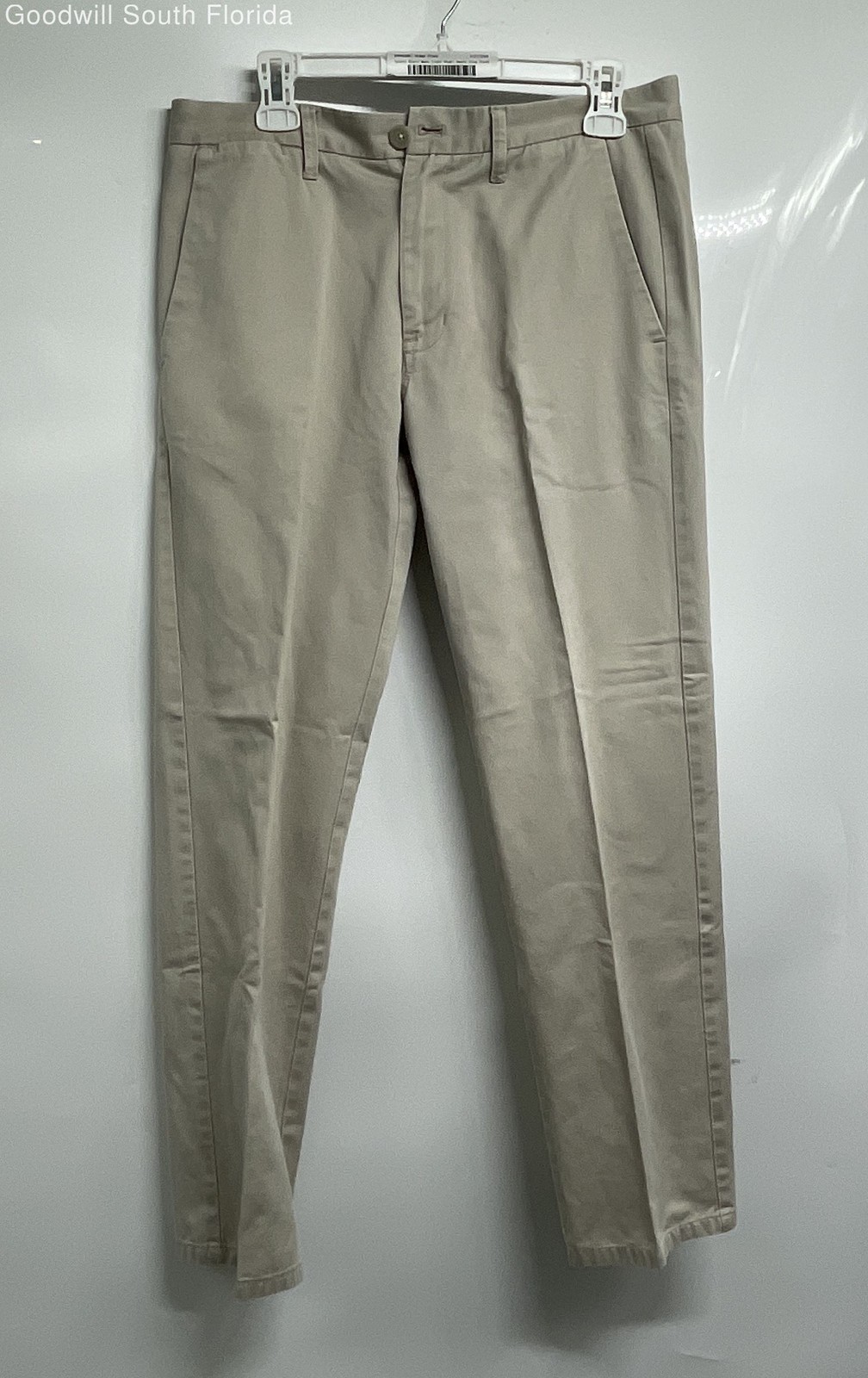 Calvin Klein Mens Light Khaki Cotton Flat Front Slash Pocket Dress Pants 31x32