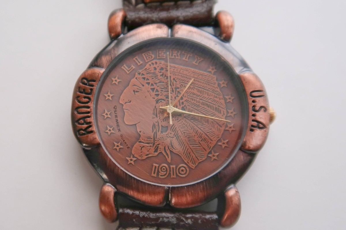Vintage Mens Wrist Watch with 1910 LIBERTY Coin | eBay