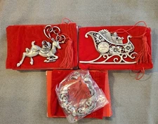 Avon- Pewter Christmas Ornaments,Lot Of 3 Years 2005, 06 and 07, New In Boxes