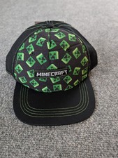 Minecraft Creeper Hat Boys L/G-XL/TG Adjustable Snapback Black Green New With Ta