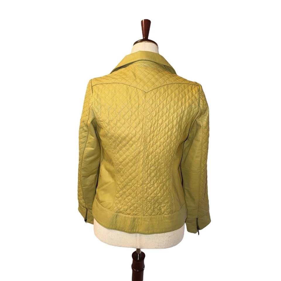 Bradley Bayou | Green Quilted Genuine Leather Jacket | Women's Size S - Image 3 of 4