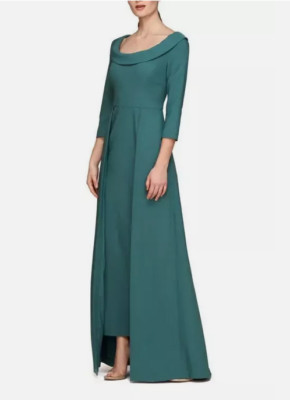 Kay Unger Arwen Three-Quarter Sleeve Stretch Gown Dress  Sz 8  $338  *1562