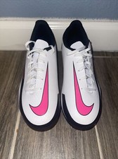 Youth 4Y White Black Pink Nike Phantom GT Club FG/MG Soccer Cleats CK8479-160