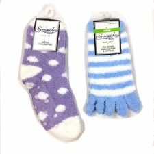 Super Soft Comfy Fuzzy Lounging Socks Set Snugadoo Too Womens Kids Purple Blue