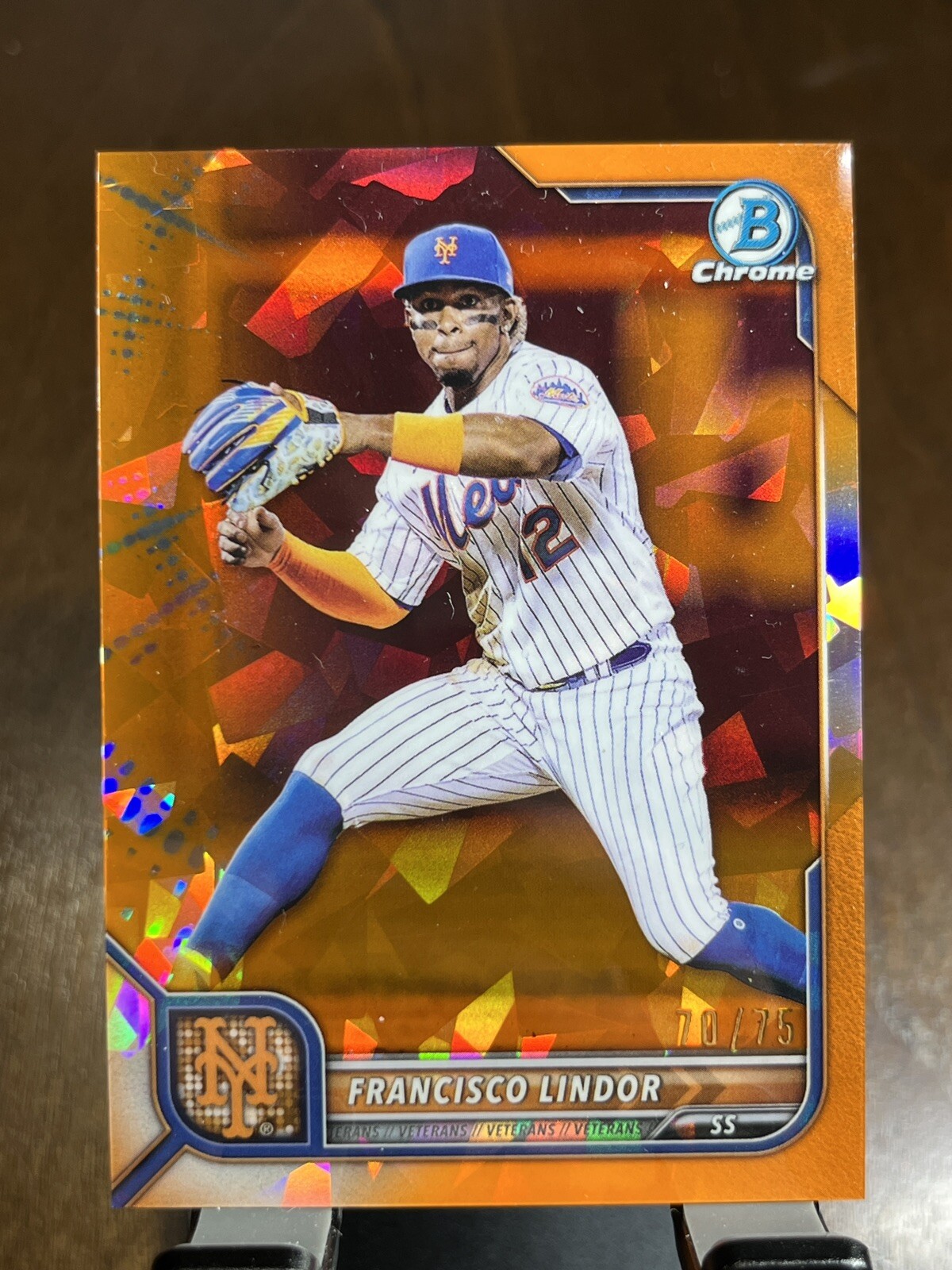 2022 Bowman Chrome Sapphire Francisco Lindor Orange /75 New York Mets #73
