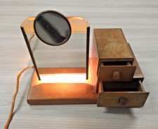 Espejo de afeitar boticario Art Deco para hombre con luz y cajones