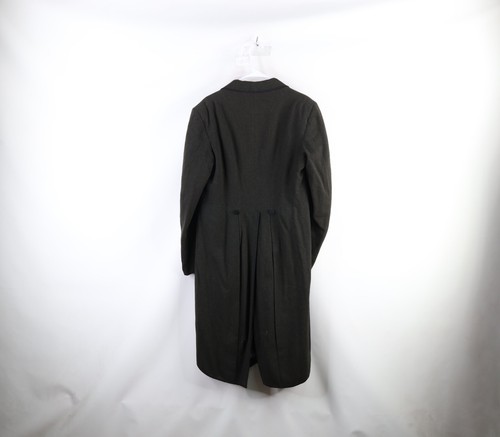 Vtg 40s 50s Bespoke Mens 38R Distressed Wool Satin Trim Tuxedo Coattails Jacket - Picture 15 of 18