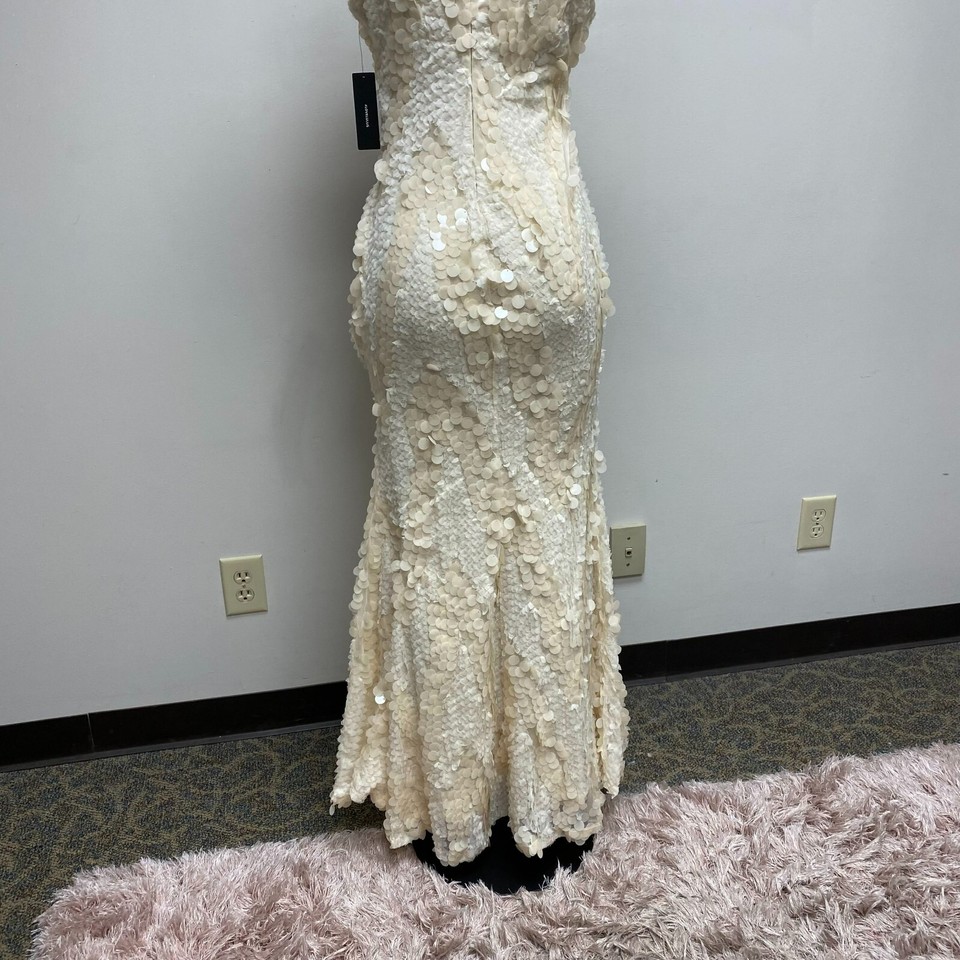 Lulus Cream Sleeveless VNeck Embellished Disc Sequin Maxi Dress Formal