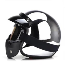 DOT Motorcycle Helmet Open Face Chrome Silver with Face Mask Scooter Helmet XXL