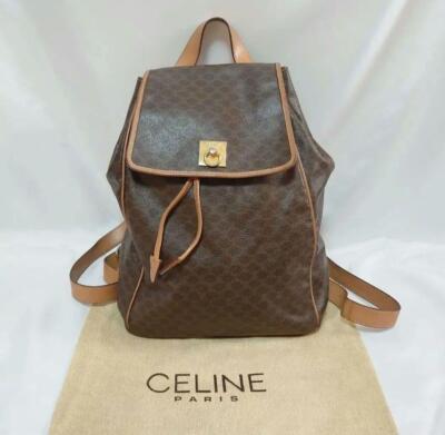 Auth Celine Mini Rucksack Backpack Macadam Pattern Vintage