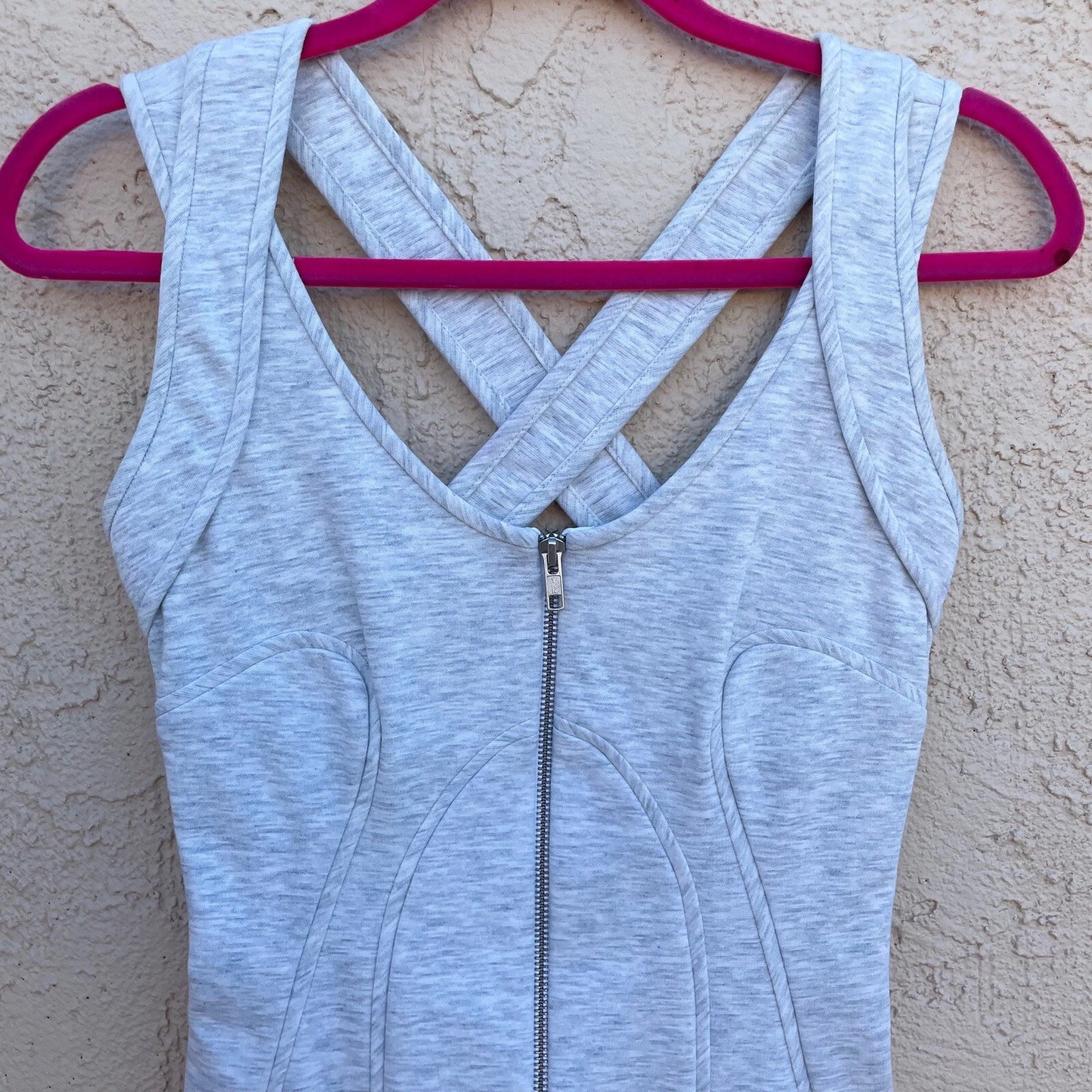 Abito in jersey grigio erica Alexander Wang Ponte Criss a croce posteriore cerniera anteriore taglia 2