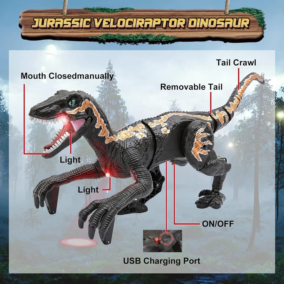 Walking T-Rex Dinosaur Remote Control RC Toys For Kid Action Figure LED Light Up - Image 4 of 4