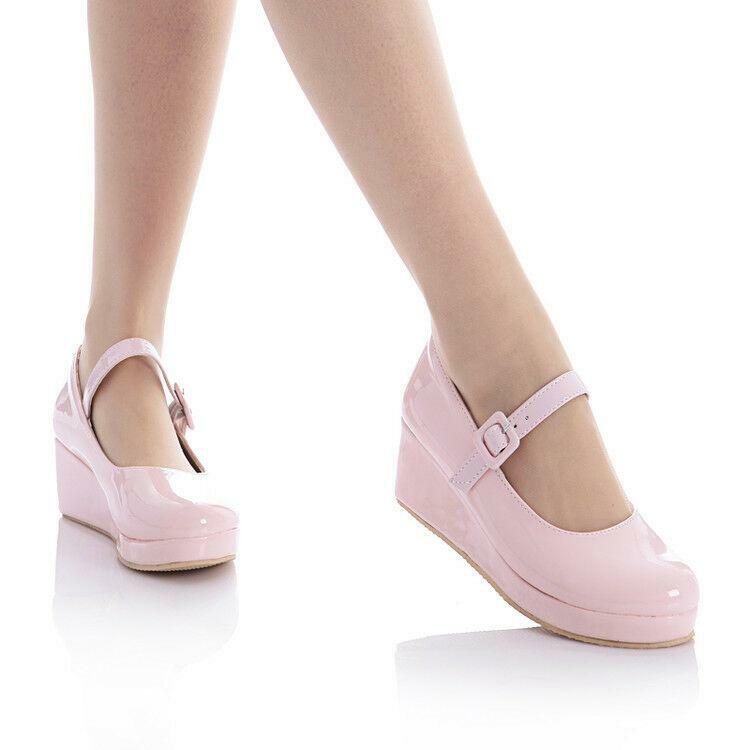 Colorful Round Toe Wedge Mary Jane Loafers