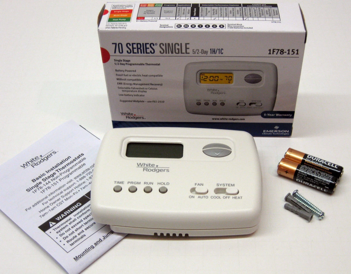 1F78-151 White Rodgers Wall Thermostat 24V Millivolt Battery Programmable  5+2 786710100673 | eBay
