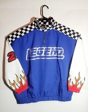 Helium Moto Wear Checkered Flag Blue Top Zip-up Jacket Size 1x Polyester