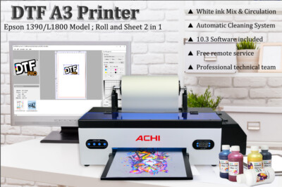 ACHI A3 DTF Printer Direct to Film T-shirt DIY Printer 500ml ink Film Oven US