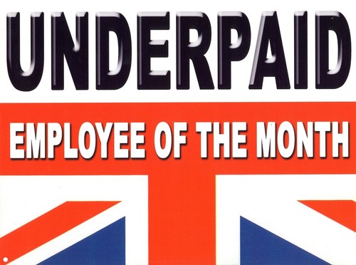 underpaid employee of the month blechschild wei (40x30cm)
