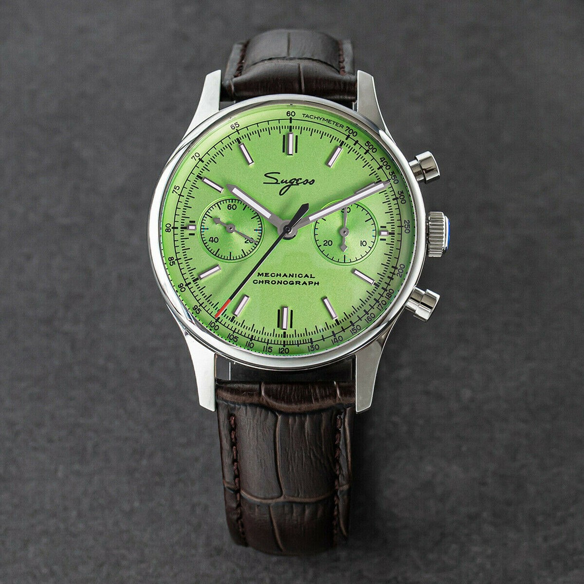 Sugess Chrono Heritage SWAN NECK Green Dial Chrono Watch SEAGULL