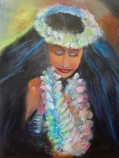  HAWAII ARTIST "Aloha Hula Leis"  Portrait, ONE OF A KIND