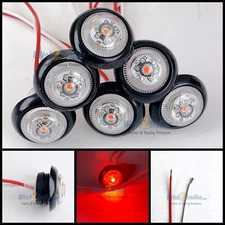 (6) Red Clear 3/4" LED Bullet lights 2 wire 12V Round Clearance Marker Trailer