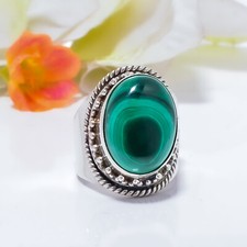 Natural Malachite Gemstone 925 Sterling Silver Ring Jewelry Gift For All Friends