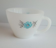 Fire King Milk Glass Tea Cup Bonnie Blue Carnation