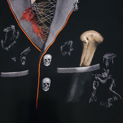 Faux Tuxedo Graphic T Shirt Spooky Skeleton Halloween Men's Large - Picture 5 of 6