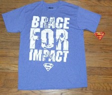 Superman Brace for Impact Graphic Workout Top Wicking Active Wear Shirt Tee Sz M