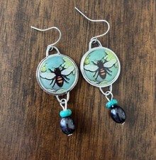 Bumble Bee Pierced Earrings with Beads