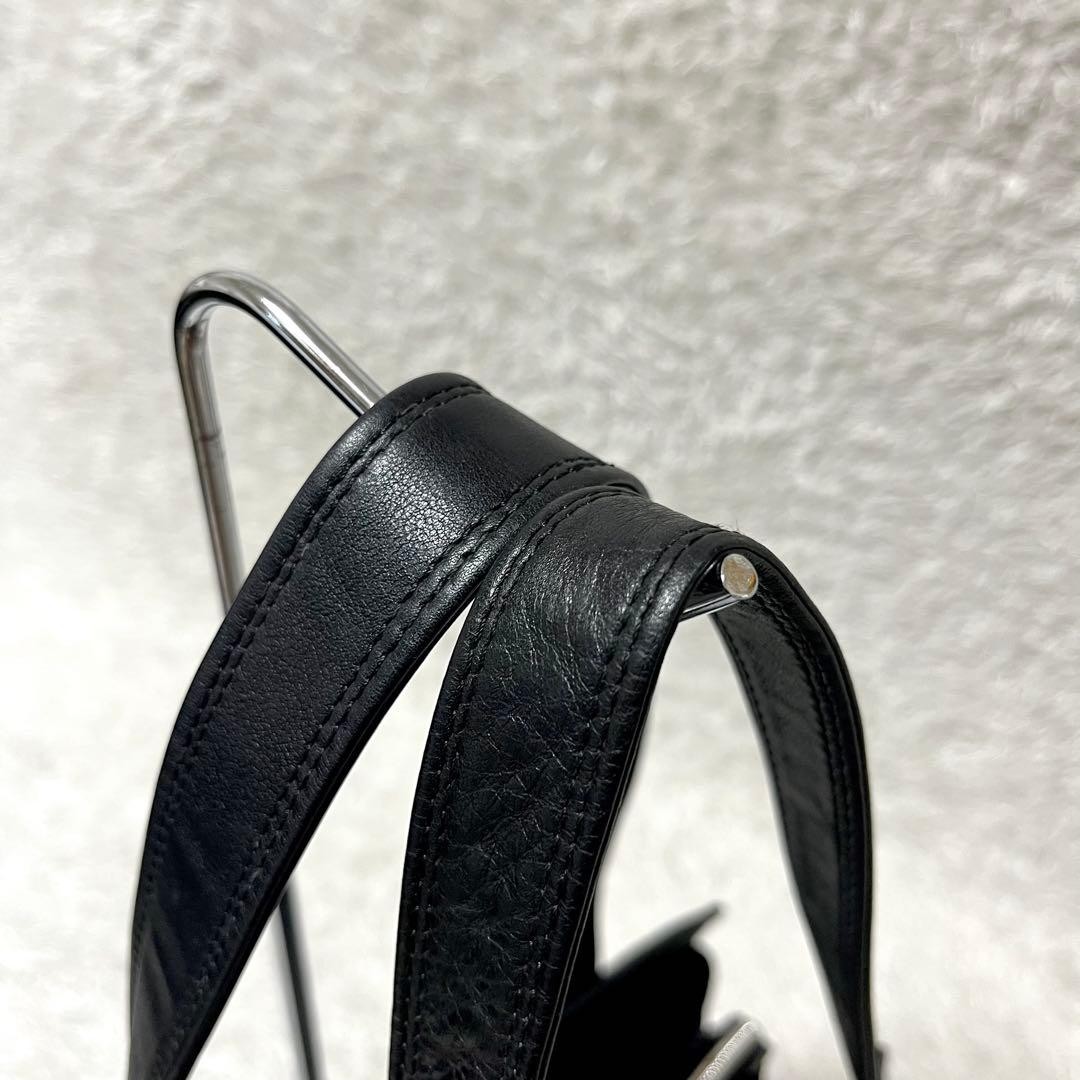 GIANNI VERSACE Leather HandBag Tote Bag Medusa Embossed Silver Hardware Black thumbnail 14